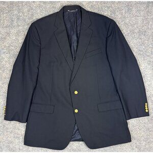 Brooks Brothers Madison Mens Blazer 48L Loro Piana Wool Gold Buttons Navy Blue